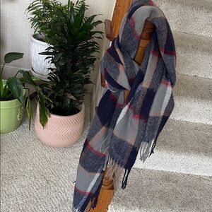 Cozy Long Warm Plaid Scarf with Fringe
